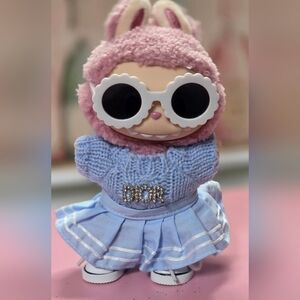 Cute Blue And White Skirt Outfit For Labubu.